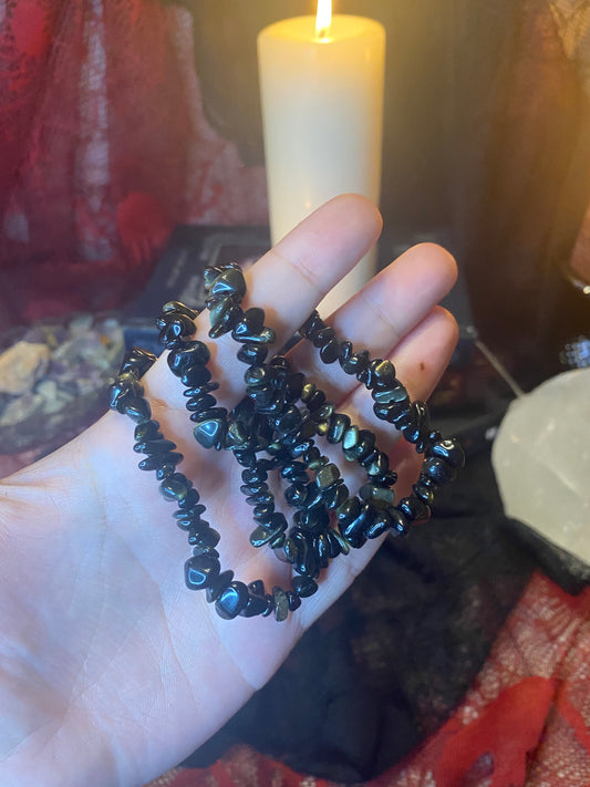 Gold Sheen Obsidian Chip Bracelet